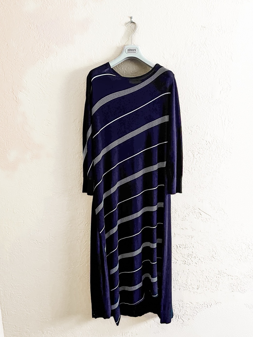 Stefanel Sheer 100% Cotton Black Asymmetrical Hem Dress XL